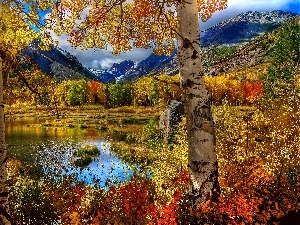 lake, autumn, Mountains