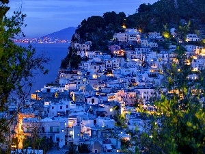Capri, Island, Houses, Night
