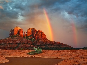 Desert, Great Rainbows, Mountains