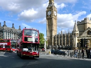 England, London, Street, Buses
