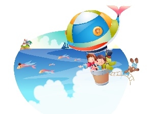 Balloon, flight, Kids