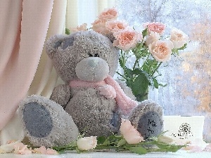 Flowers, Chocolates, Plush, teddy bear