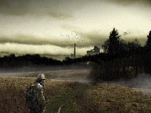 gas, Mask, Storm, forest, soldier