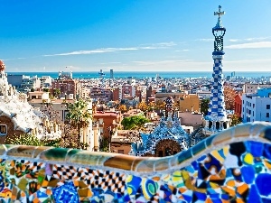 Gaudi, buildings, panorama, Barcelona
