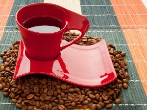grains, saucer, red hot, coffee, cup