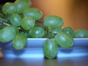Grapes, plate, green ones