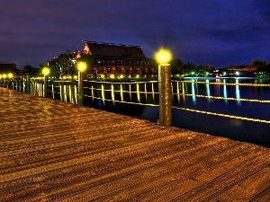 pier, house, illuminated