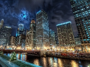 night, light, Chicago