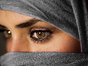 make-up, Eyes, Women, shawl