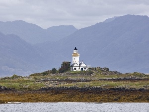 maritime, Lighthouse, Mountains, coast
