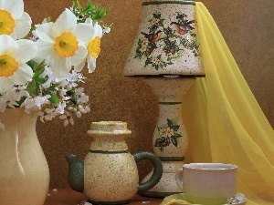 narcissus, cup, Jugs, textile, wine glass
