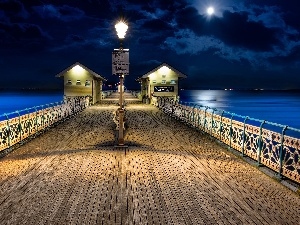Lighthouse, Night, pier