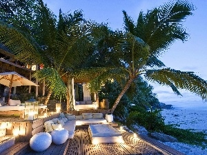 Candles, patio, Palms
