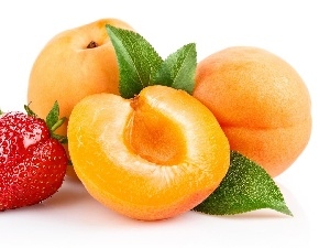 strawberries, peaches, Fruits