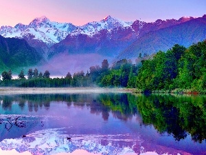 lake, reflection, Mountains