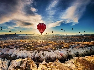 Sky, rocks, Balloons