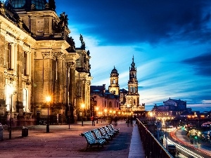 Sights, Town, Dresden, bench, old