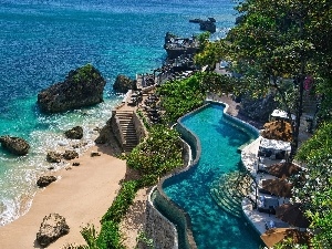 summer, Pool, sea, Bali, Beaches