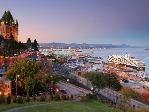 town, vessels, panorama, Quebec, Canada, port