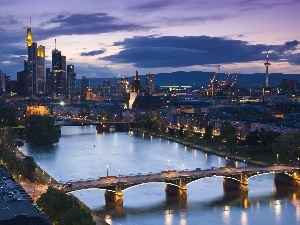 Town, River, Frankfurt, bridge