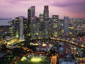 panorama, town, Singapur