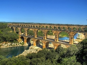 trees, aqueduct, River, viewes, bridge