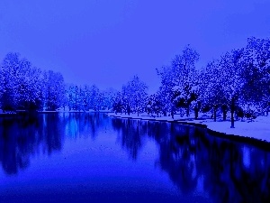 lake, winter, Park