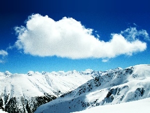 winter, cloud, Mountains, White