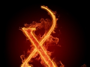 letter, X, Fire