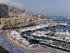 Yachts, town, port, Monaco, vessels, panorama
