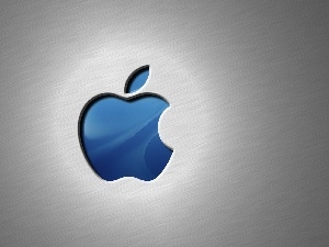 3D, Blue, logo, Apple