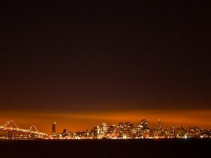 bridge, night, San Francisco, lighting, Town