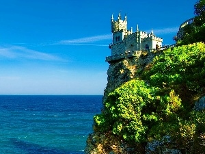 rocks, cliff, Castle