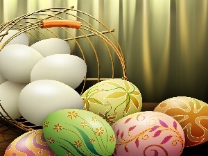 eggs, color, basket, eggs