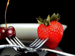 Strawberry, Forks, cherry
