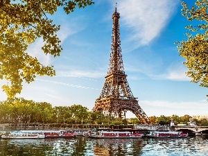 France, Paris, River, Eiffla Tower