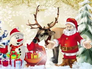 birth, gifts, christmas tree, Santa, God, Snowman, reindeer