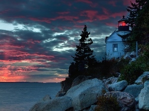 bass harbor, sea, Great Sunsets, Lighthouse, Maine, maritime