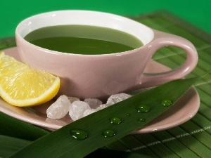 Lemon, tea, cup, green
