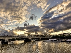 London, clouds, bridge, River