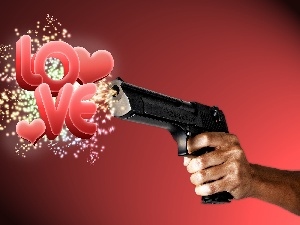 LOVE, Gun, hand, Weapons