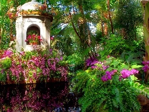 reflection, pavilion, exotic, Garden