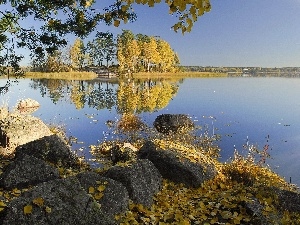 lake, Stones, autumn