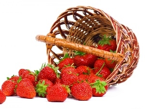 buxom, strawberries, basket