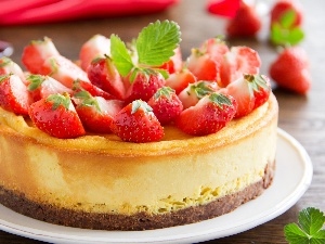 cheesecake, strawberries, cake