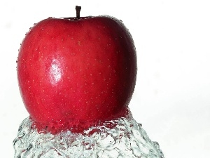 Apple, water, Red