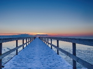 winter, pier, Great Sunsets, sea